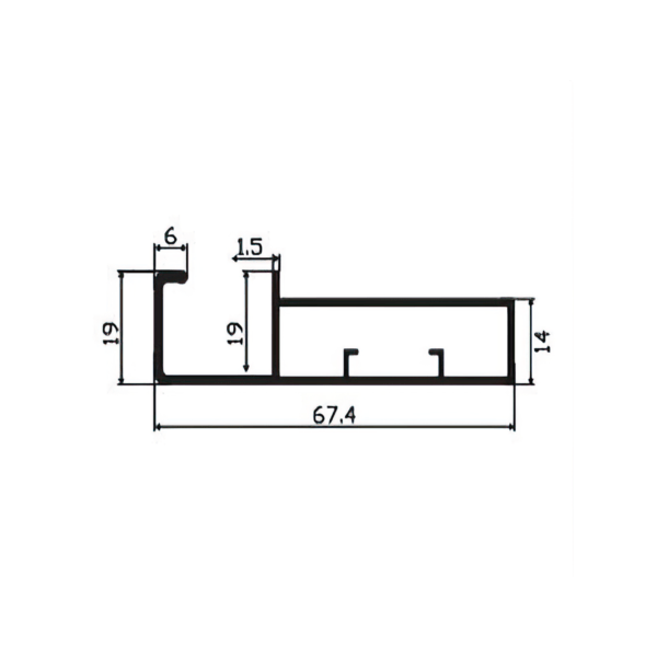 Aluminium 45 MM Glass Frame Handle Profile