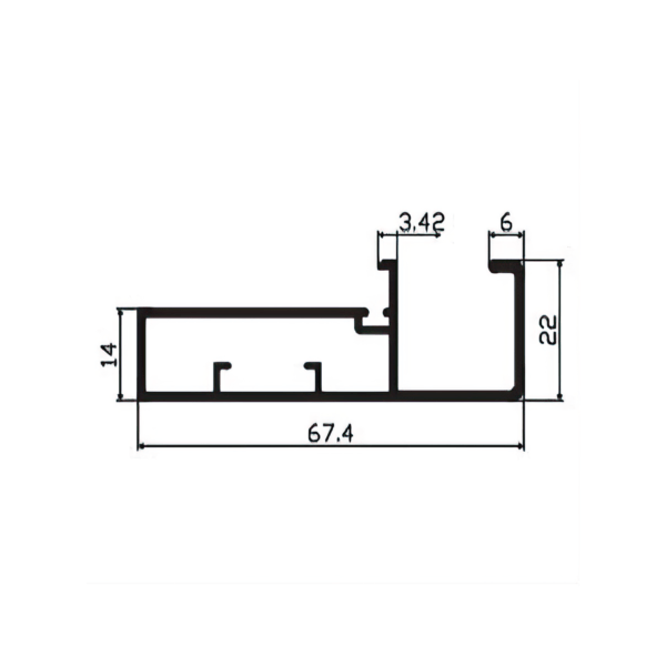 Aluminium 45 MM Thin Edge Handle Profile