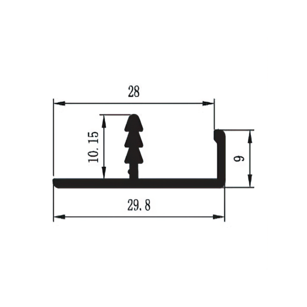 Aluminium Edge Profile F - 28 MM